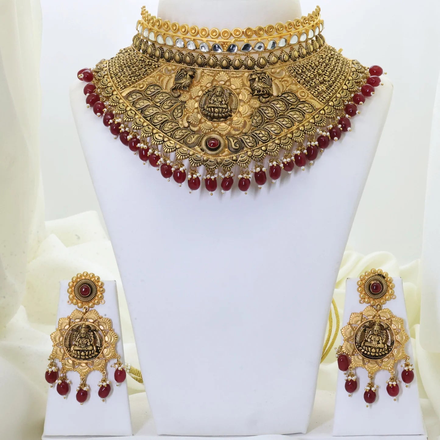 24Kt Gold Plated Temple Antique Choker - Handa Bangles