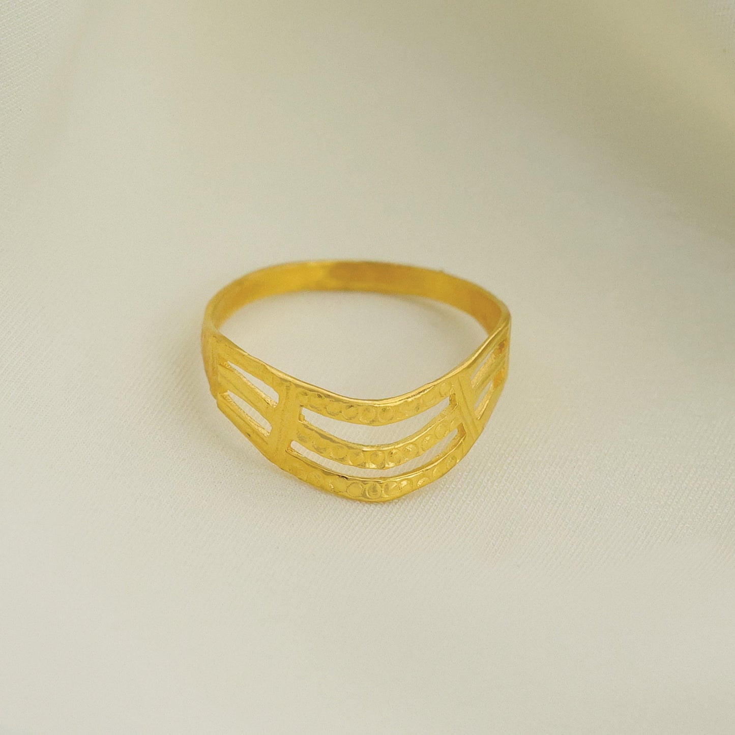 24kt Gold Plated 3 line Design Dailywear Ladies Ring_530 HANDA