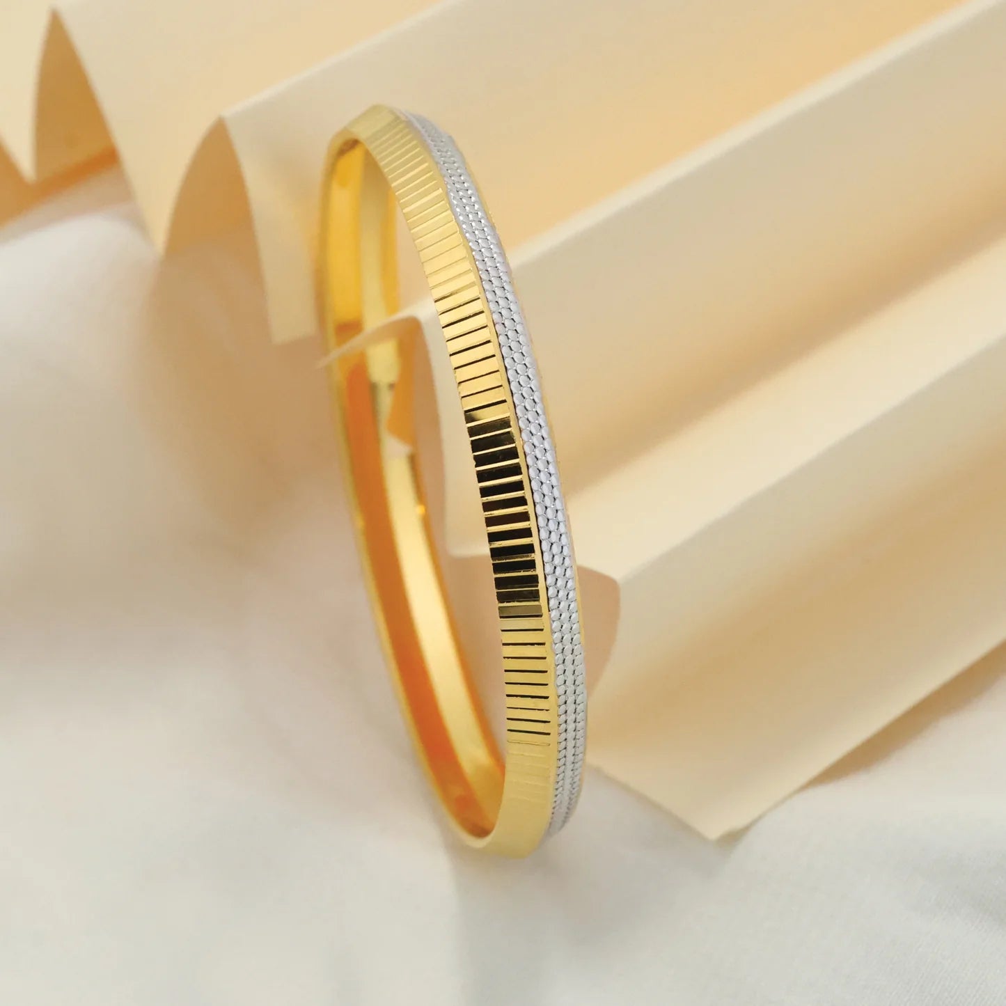 24Kt Gold Plated Stylish Self Design Gents Kada - Handa Bangles
