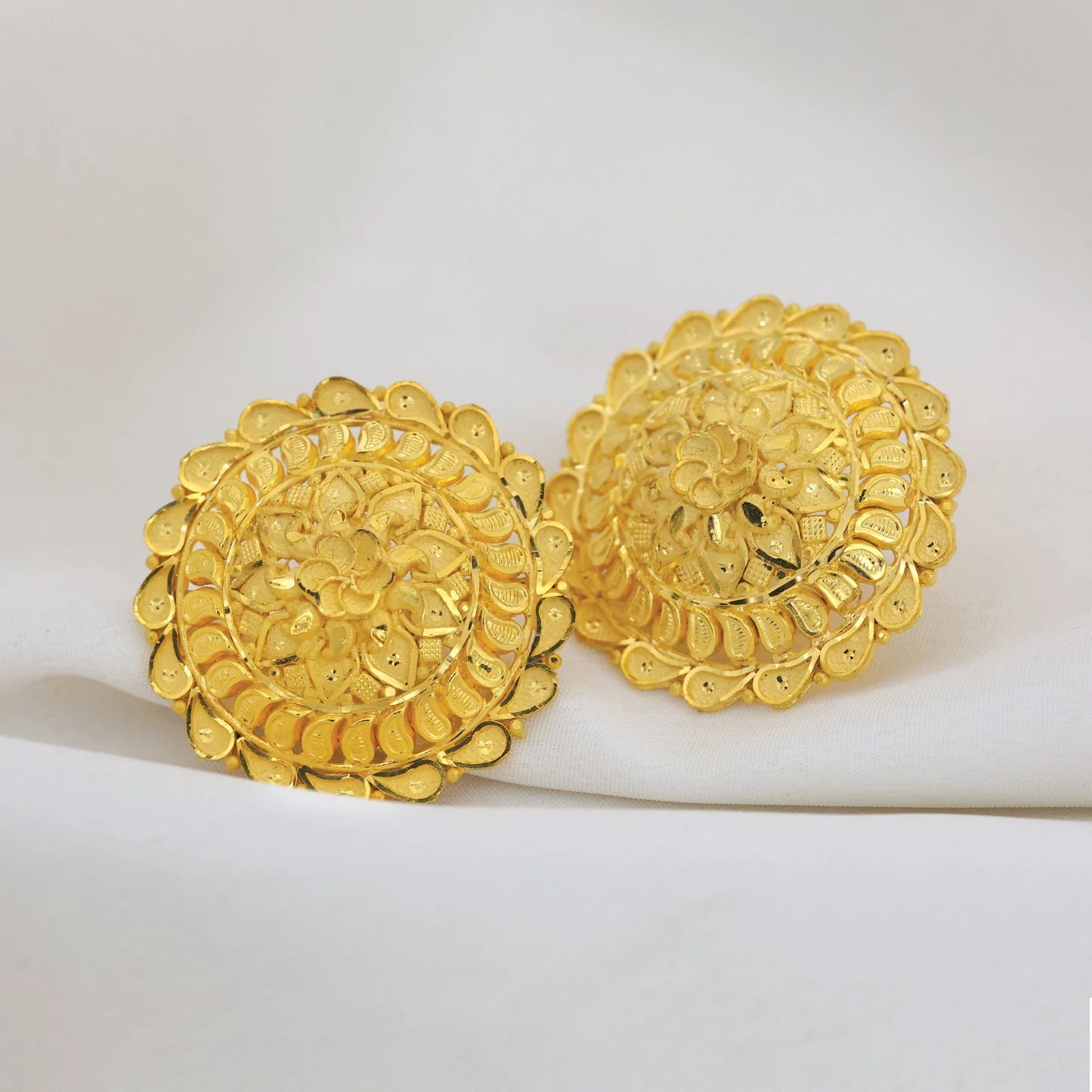 24kt Gold Plated Traditional Design Stud Earrings - Handa Bangles