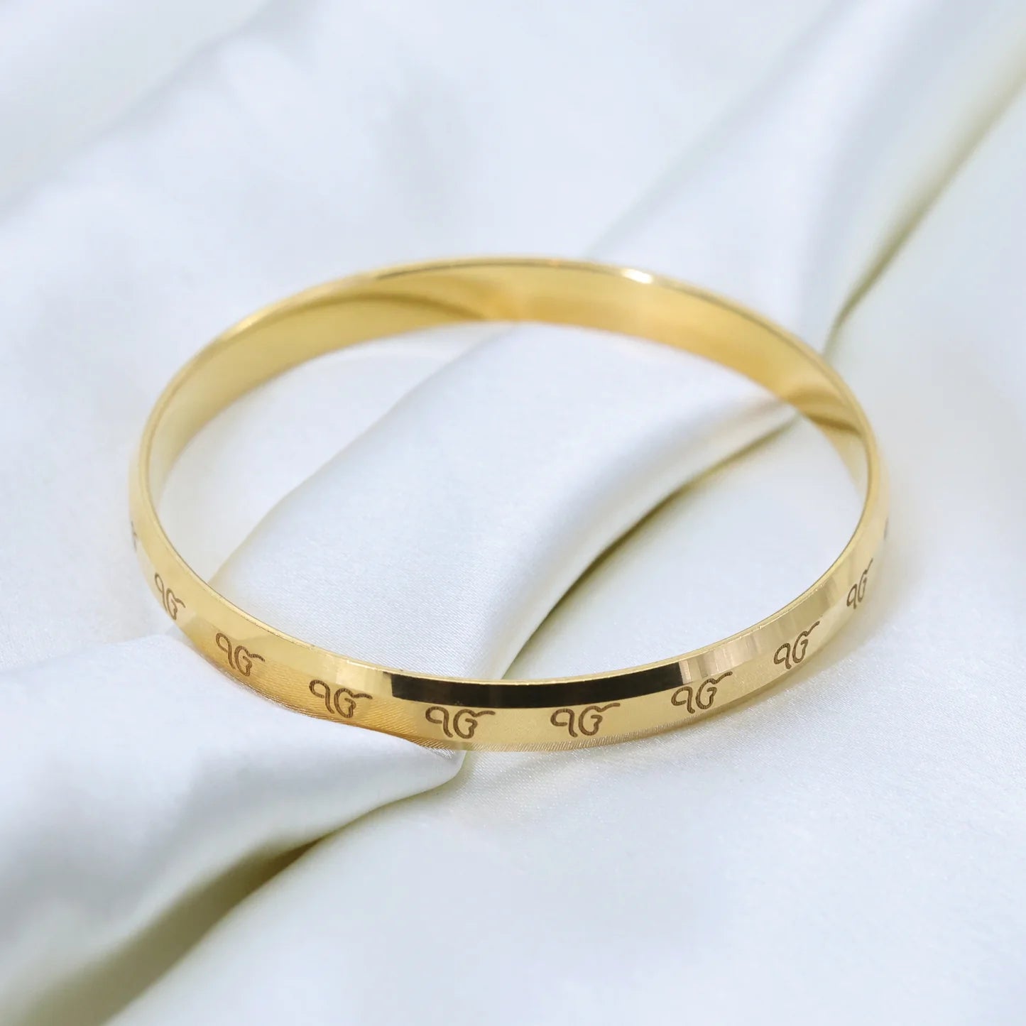 24kt Gold Plated Punjabi Design Gents Kada - Handa Bangles