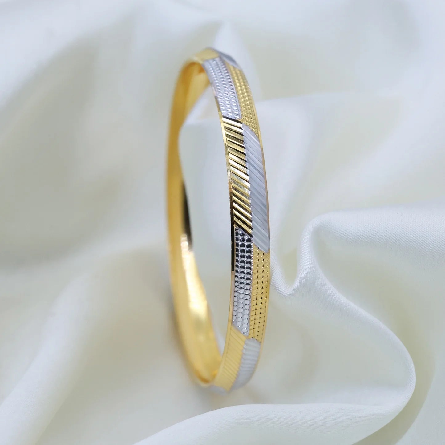 24Kt Gold Plated Rhodium Polish Gents Kada - Handa Bangles