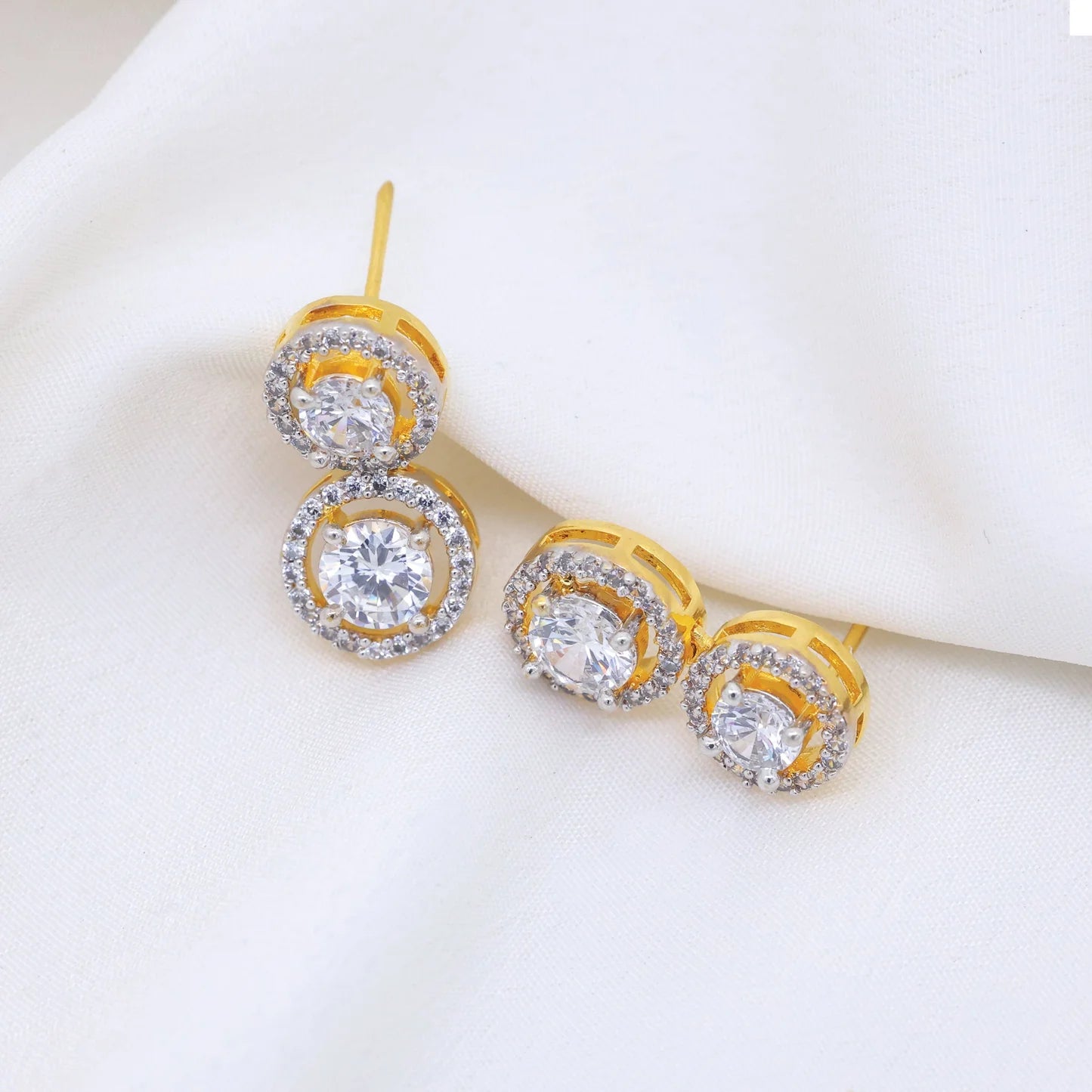 24kt Gold Plated Unique Design Diamond Look Partywear Earrings - Handa Bangles