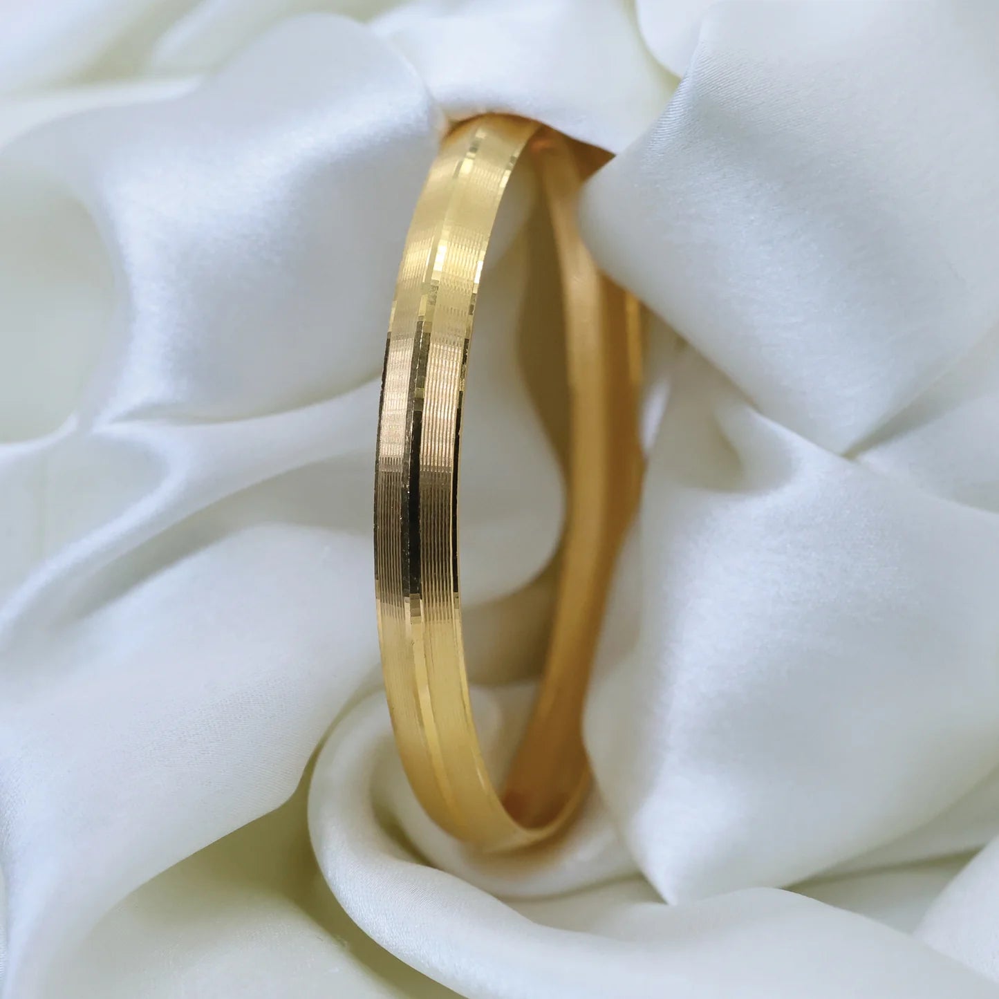 24Kt Gold Plated Lining Punjabi Design Gents Kada - Handa Bangles