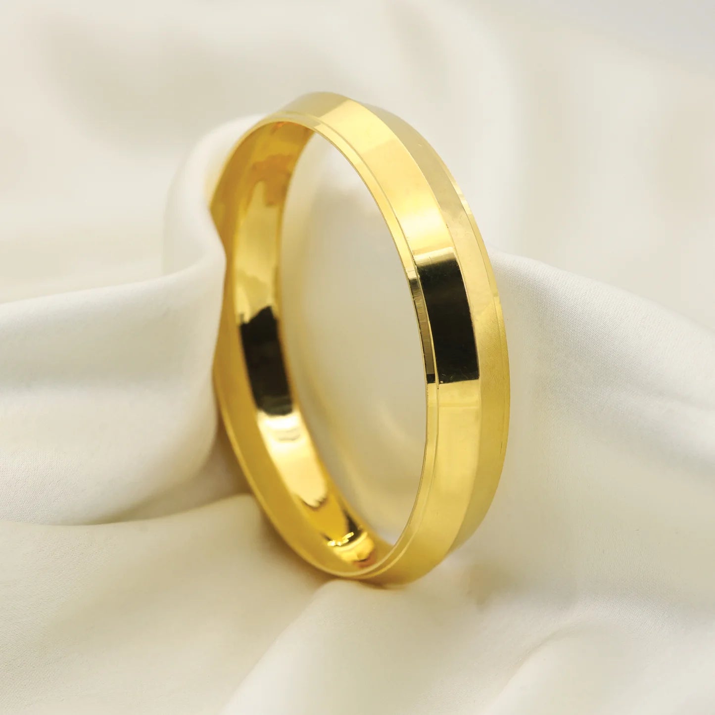24Kt Gold Plated Broad Gents Kada - Handa Bangles