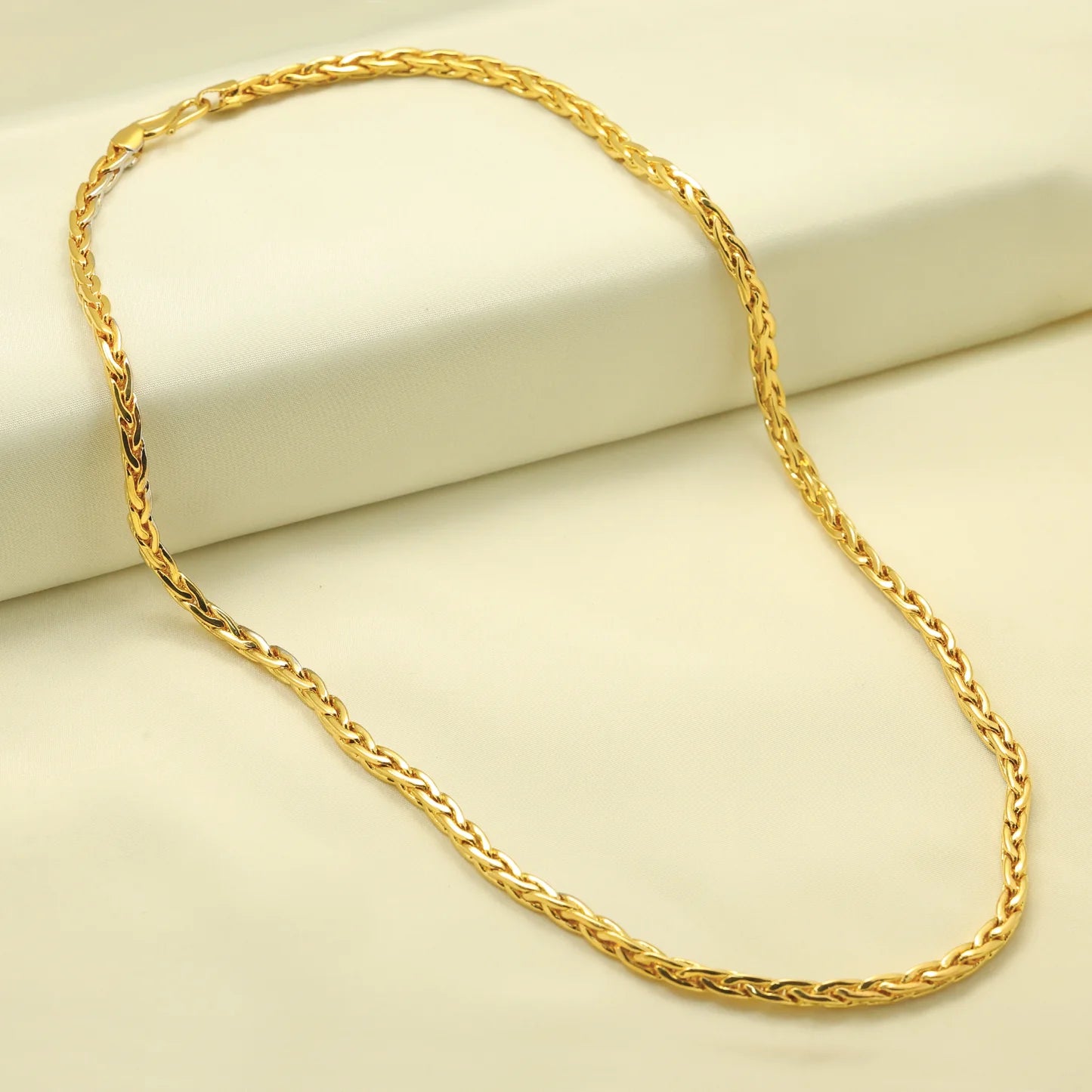 24kt Gold Plated Unique Design Half Rhodium Polish Gents Chain - Handa Bangles