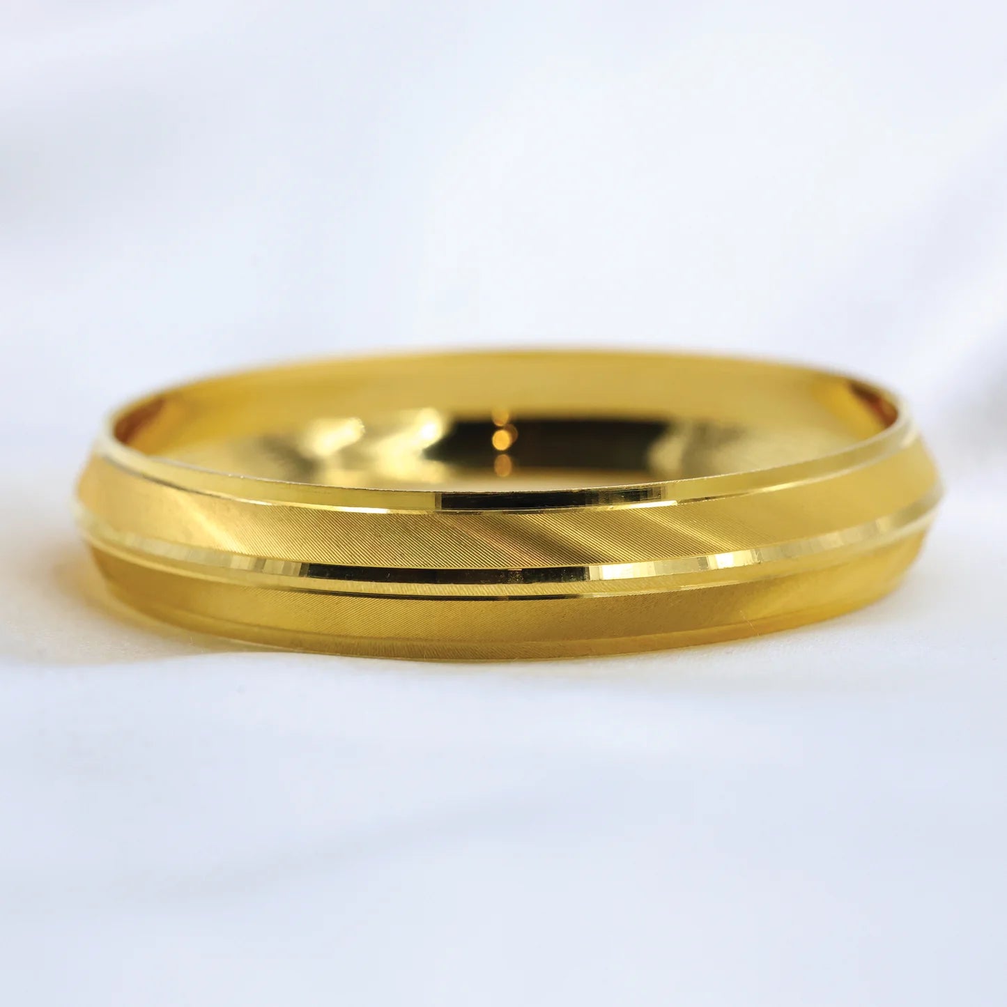 24Kt Gold Plated Plain Shine Broad Gents Kada - Handa Bangles