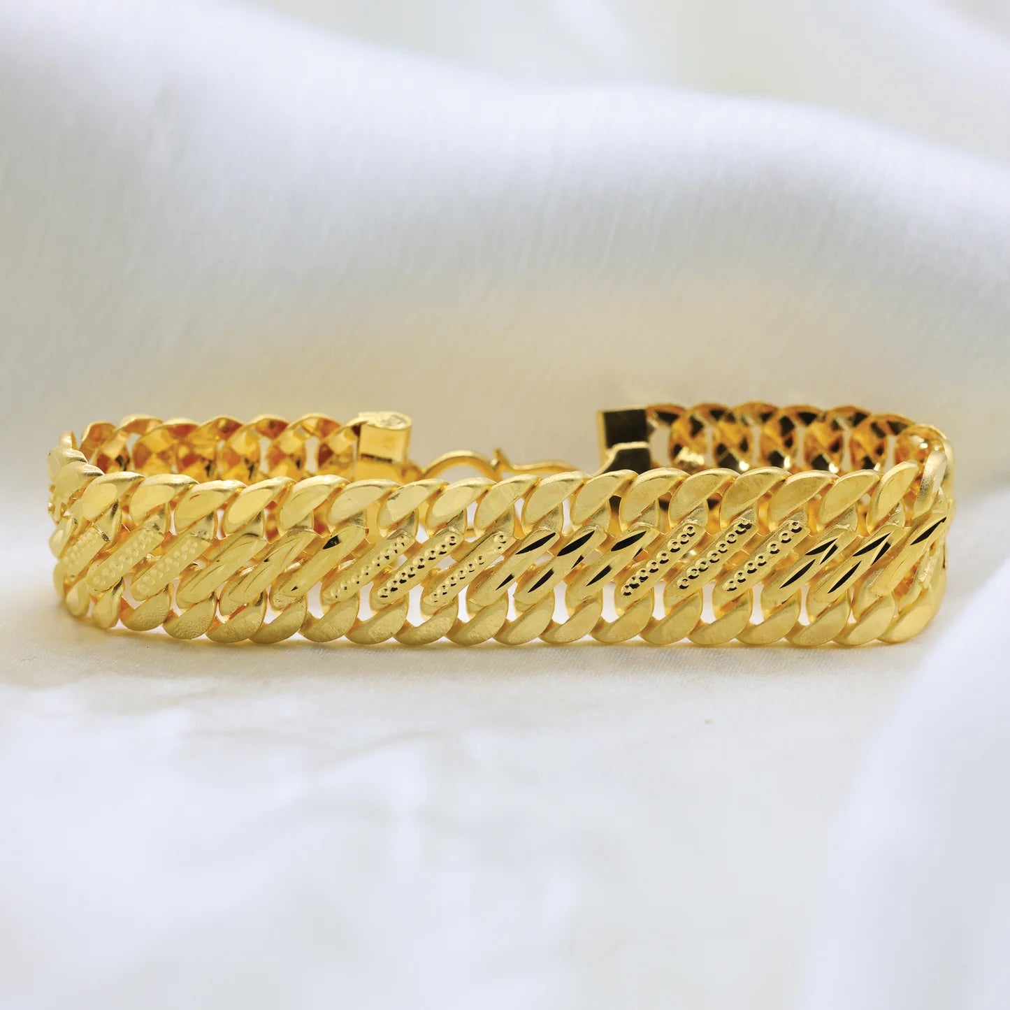 24Kt Gold Plated Unique Design Gents Bracelet - Handa Bangles