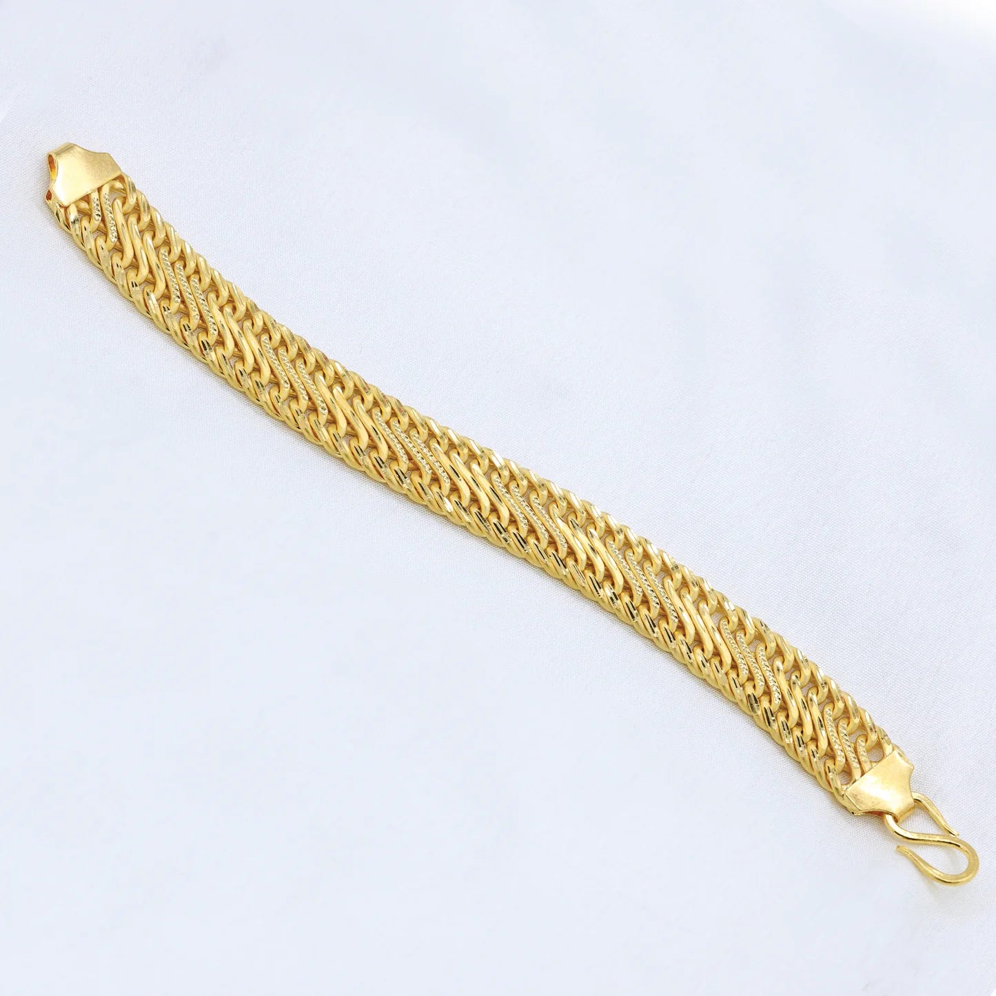 24Kt Gold Plated Broad Design Gents Bracelet - Handa Bangles