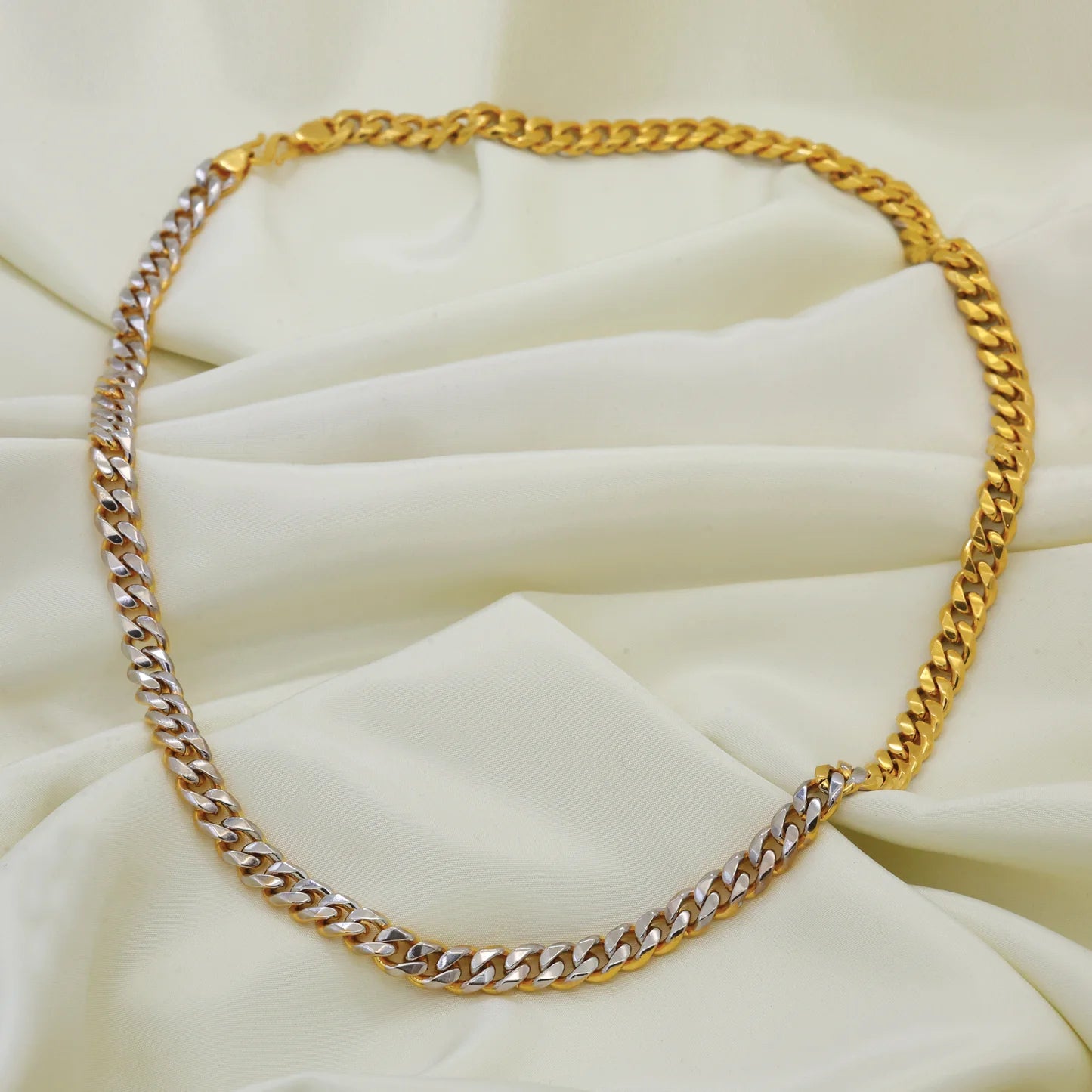 24kt Gold Plated Unique Design With Rhodium Polish Gents Chain - Handa Bangles