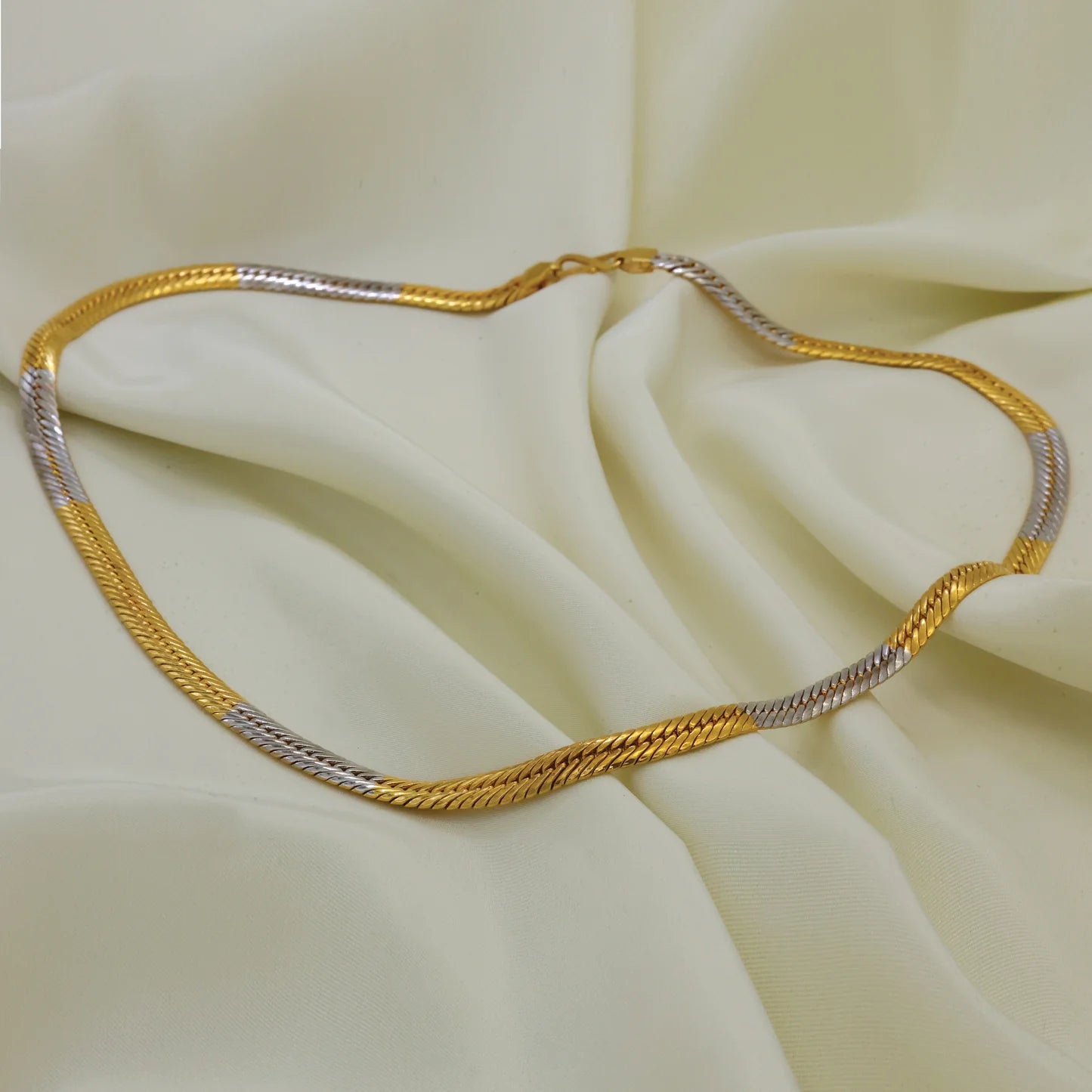 24kt Gold Plated Unique Snake Design With Rhodium Polish Gents Chain - Handa Bangles