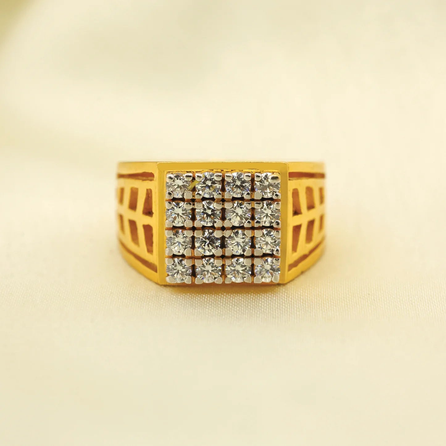 24kt Gold Plated Diamond Gents Ring - Handa Bangles
