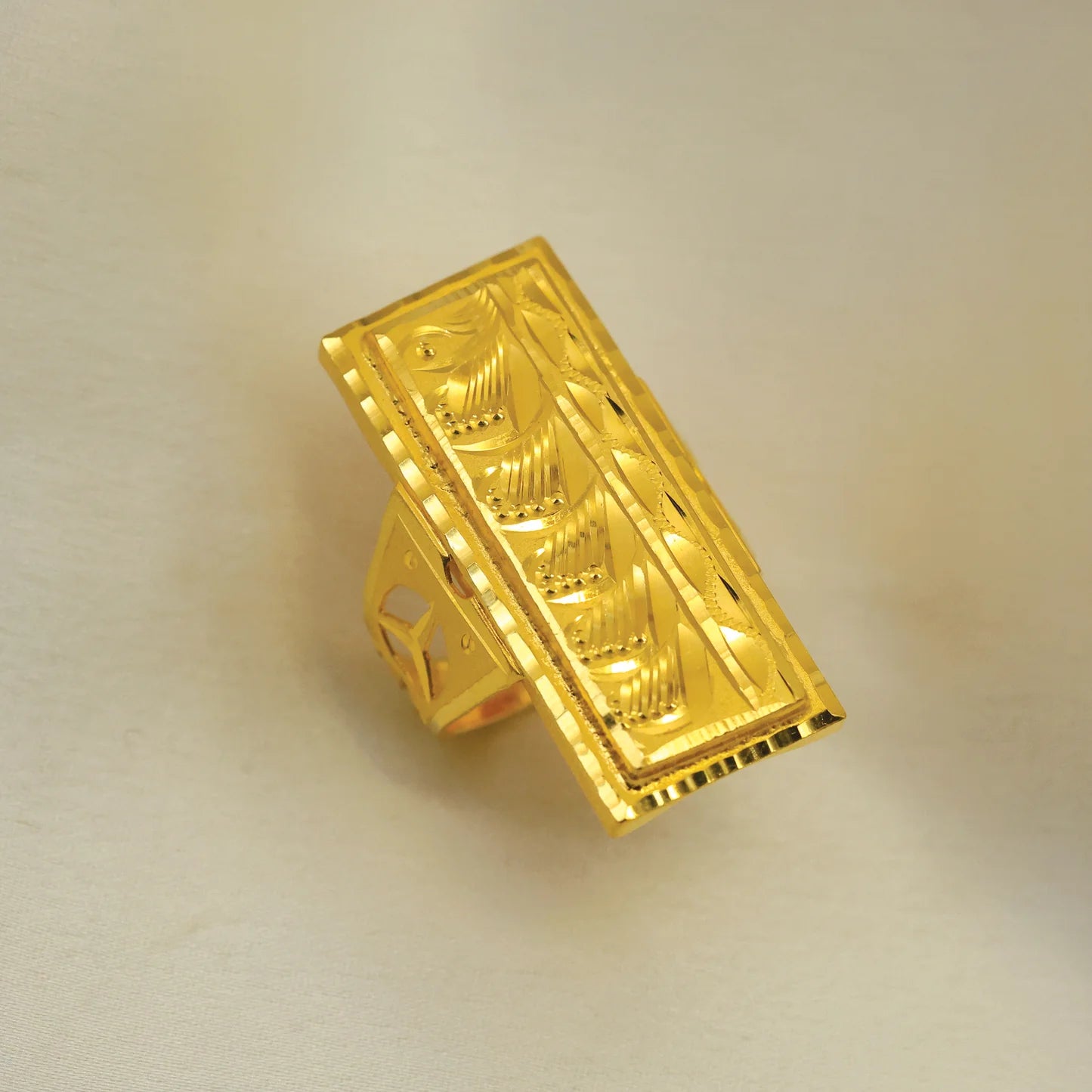 24kt Gold Plated Extra Long Designer Gents Ring - Handa Bangles