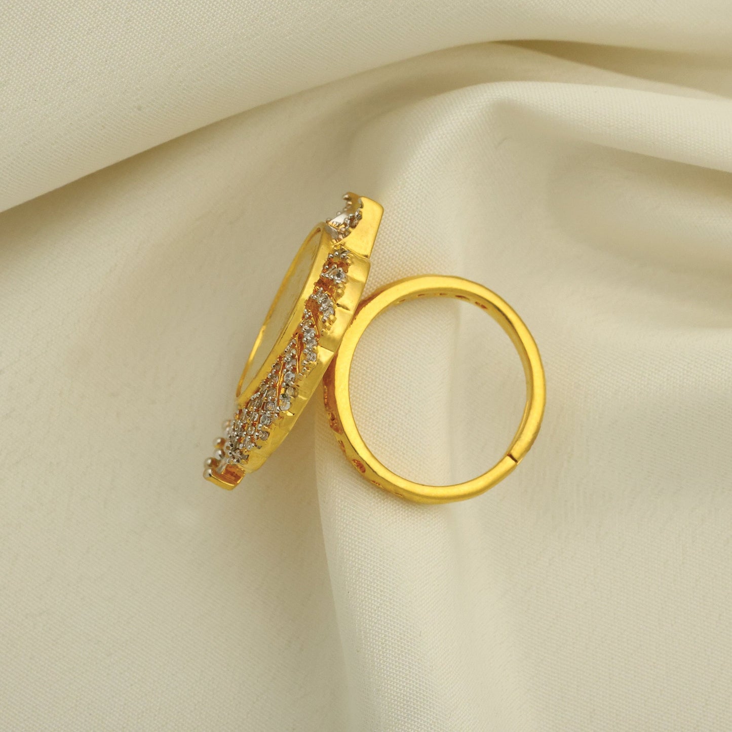 24kt Gold Plated Diamond Ginni Look Adjustable Ladies Ring_720 HANDA