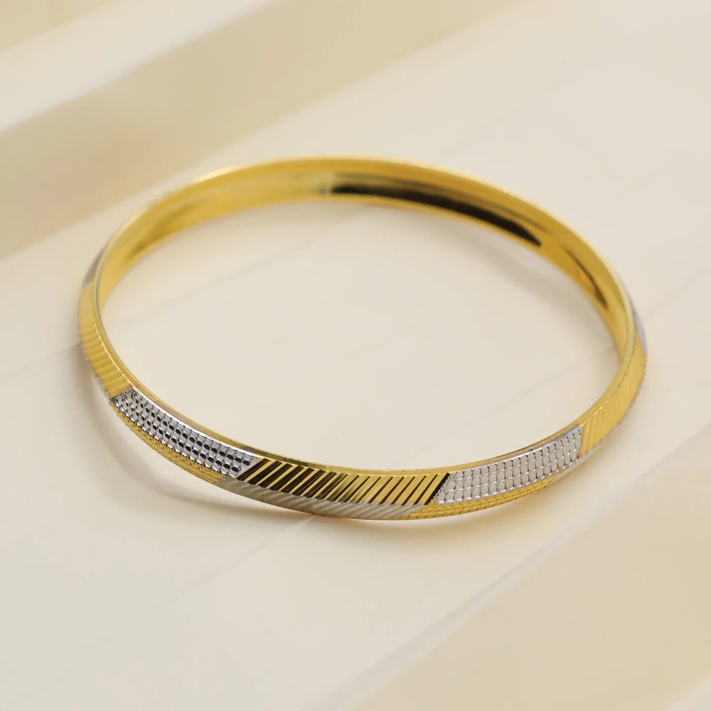 24Kt Gold Plated Rhodium Polish Gents Kada - Handa Bangles