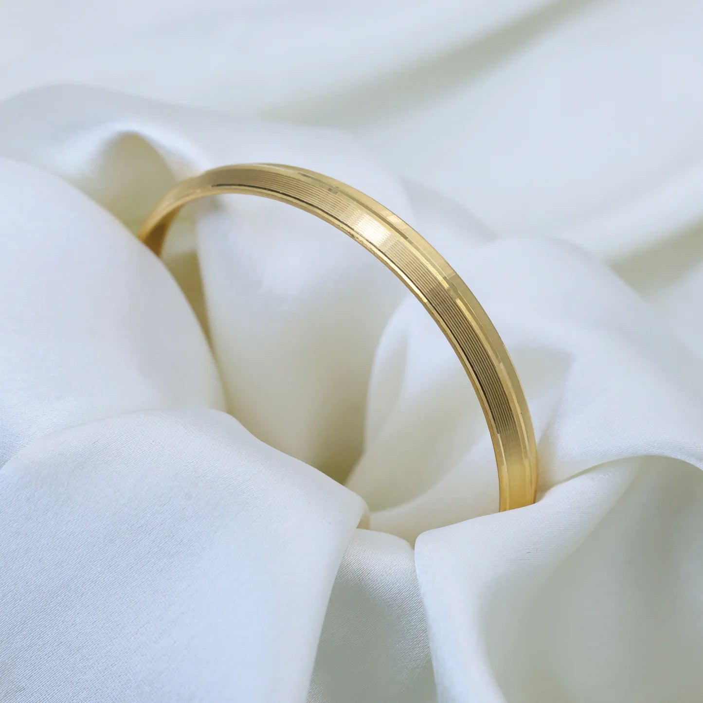 24Kt Gold Plated Lining Punjabi Design Gents Kada - Handa Bangles