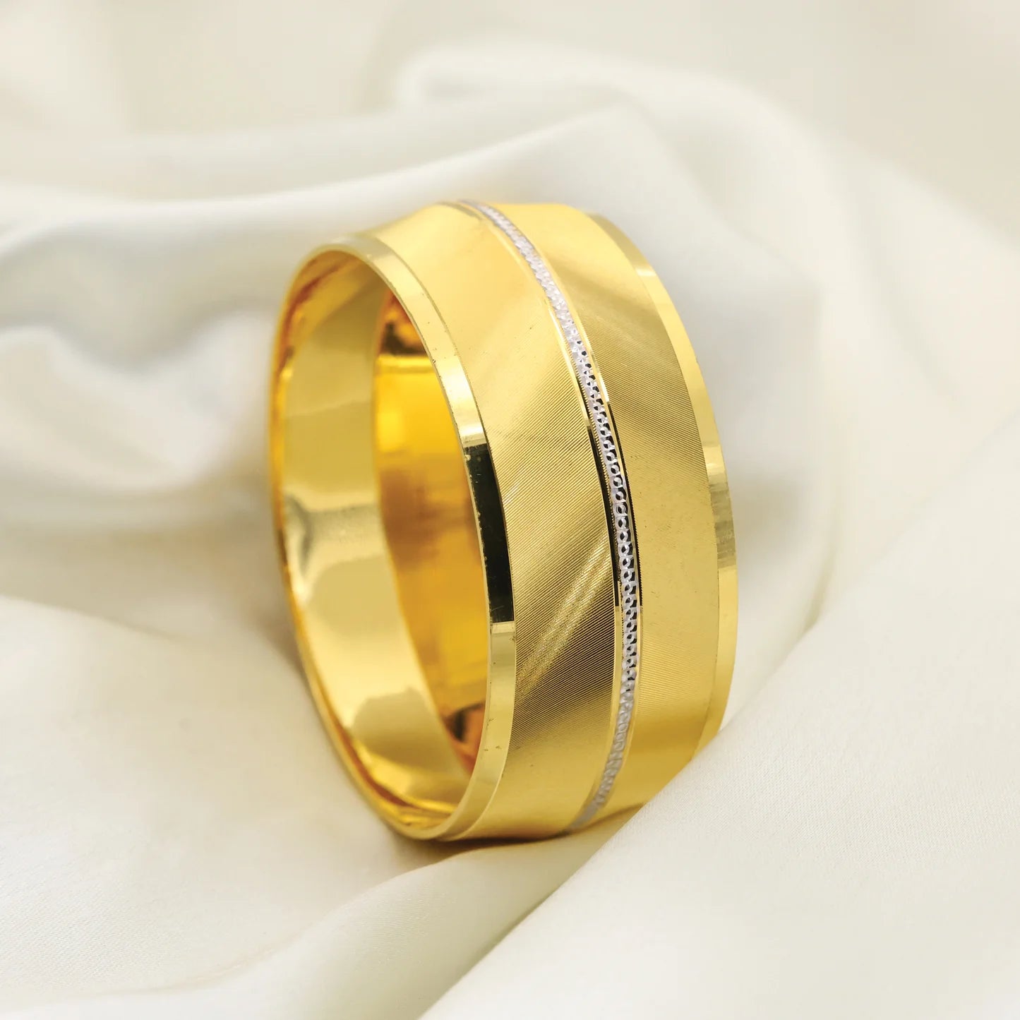 24Kt Gold Plated Extra Broad Gents Kada - Handa Bangles