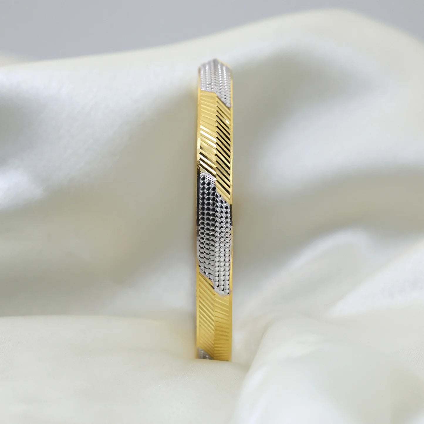 24Kt Gold Plated Gents Kada with Rhodium Polish - Handa Bangles