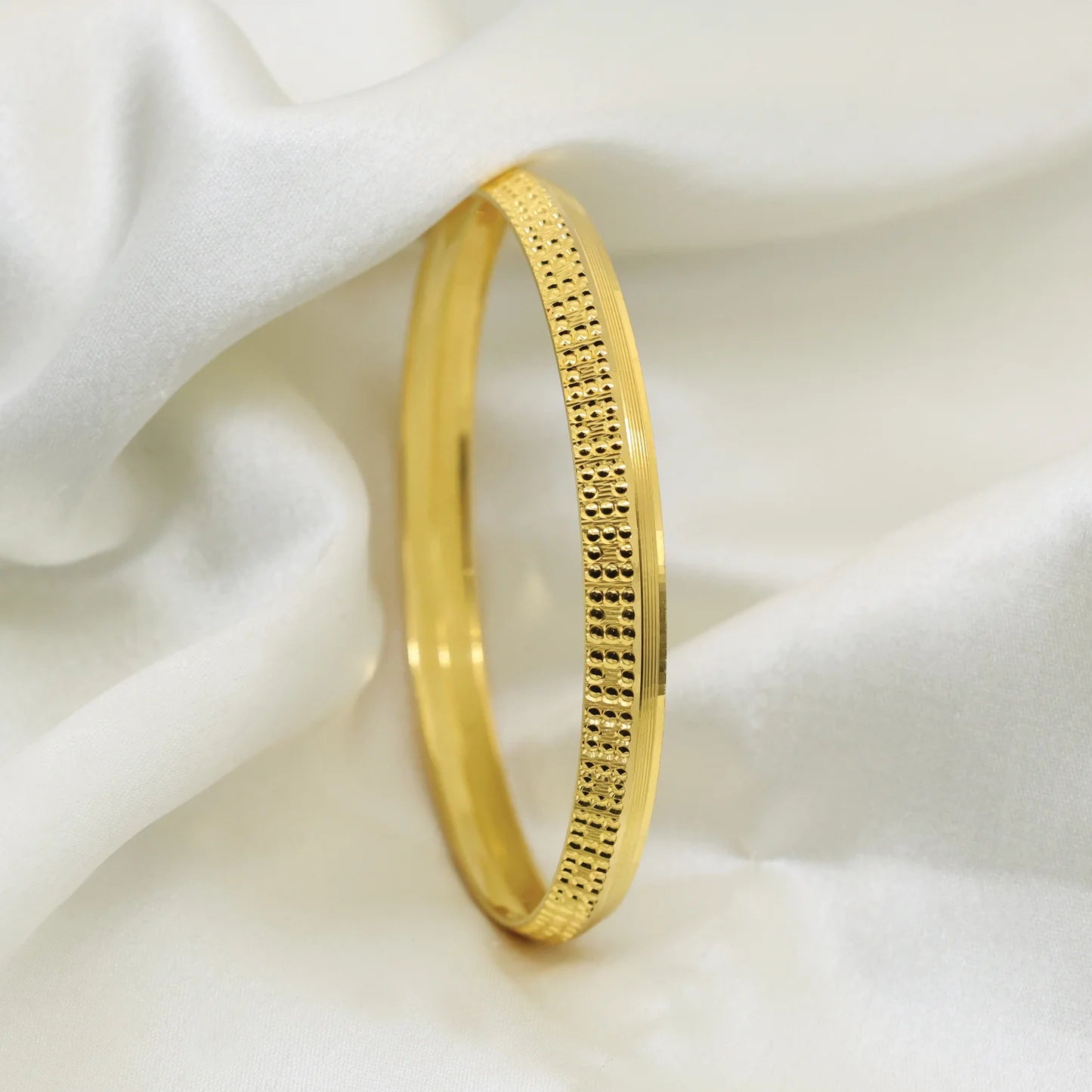 24Kt Gold Plated Shine & Dot Design Gents Kada - Handa Bangles