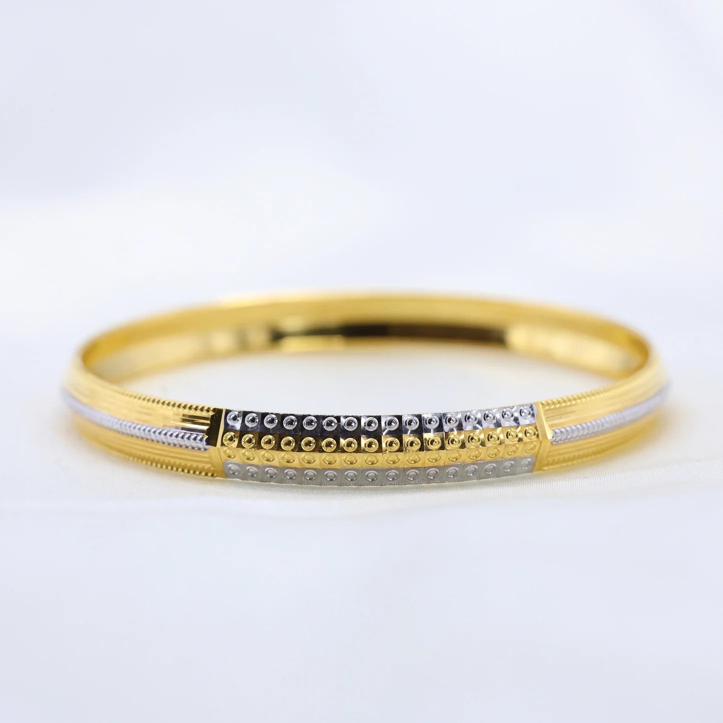 24kt Gold Plated Multi Design Gents Kada With Rhodium Polish - Handa Bangles