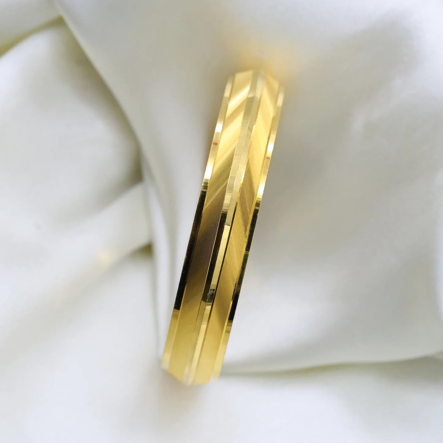 24Kt Gold Plated Plain Shine Broad Gents Kada - Handa Bangles