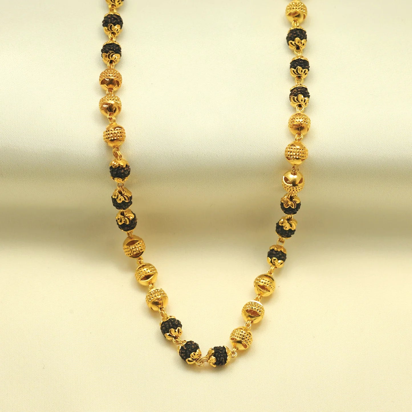 24kt Gold Plated Designer Traditional Look Light Weight Rudraksha Gents Mala - Handa Bangles