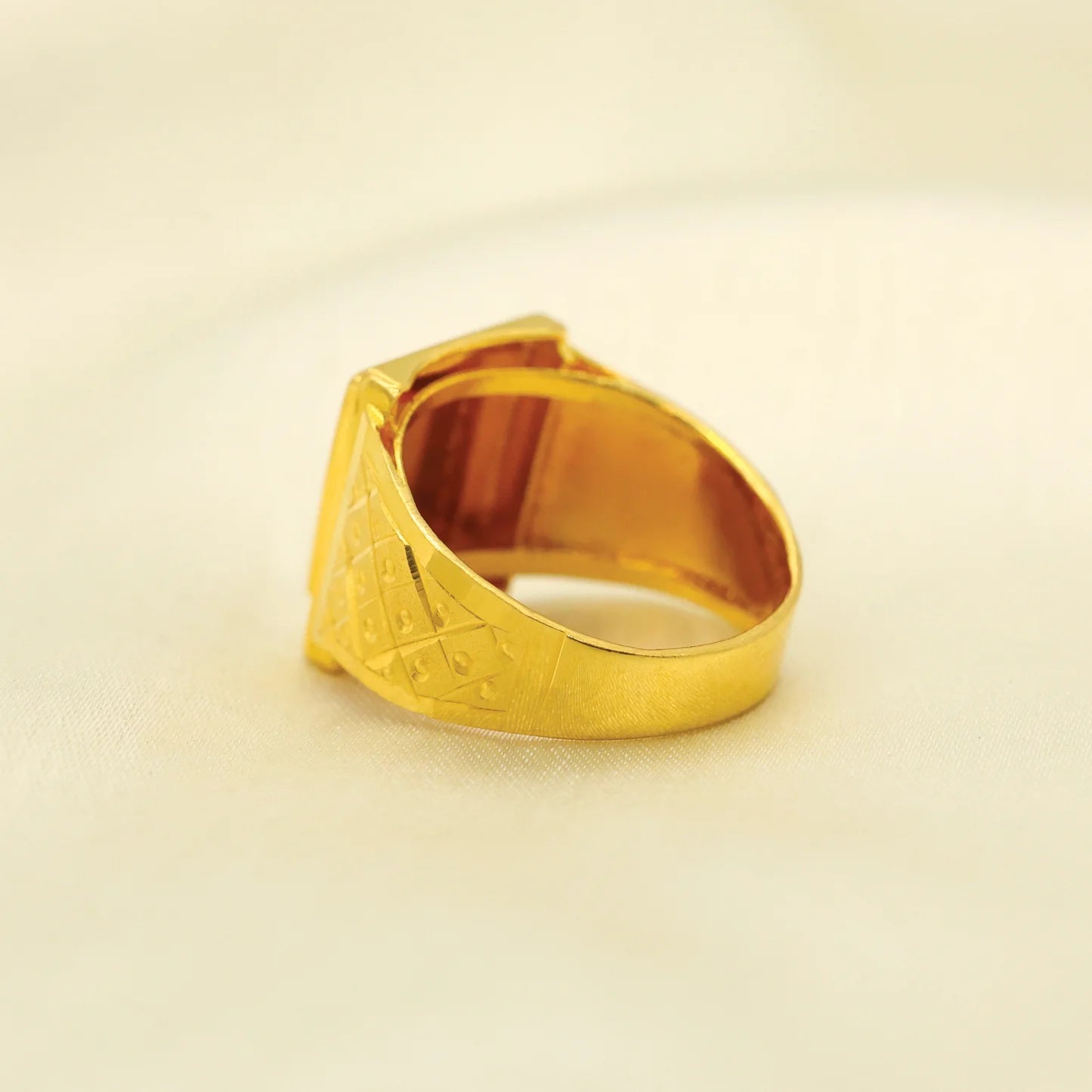 24Kt Gold Plated Peacock Feather Design Gents Ring - Handa Bangles