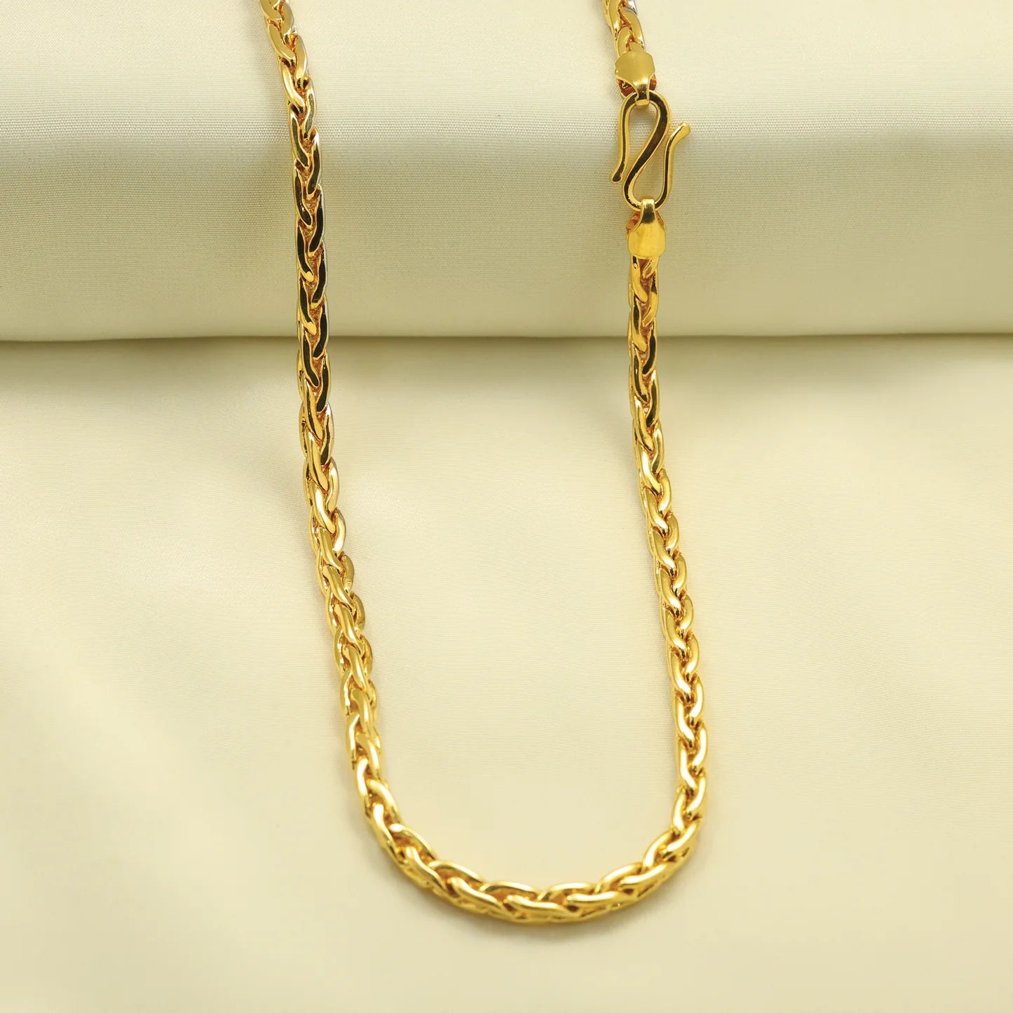 24kt Gold Plated Unique Design Half Rhodium Polish Gents Chain - Handa Bangles