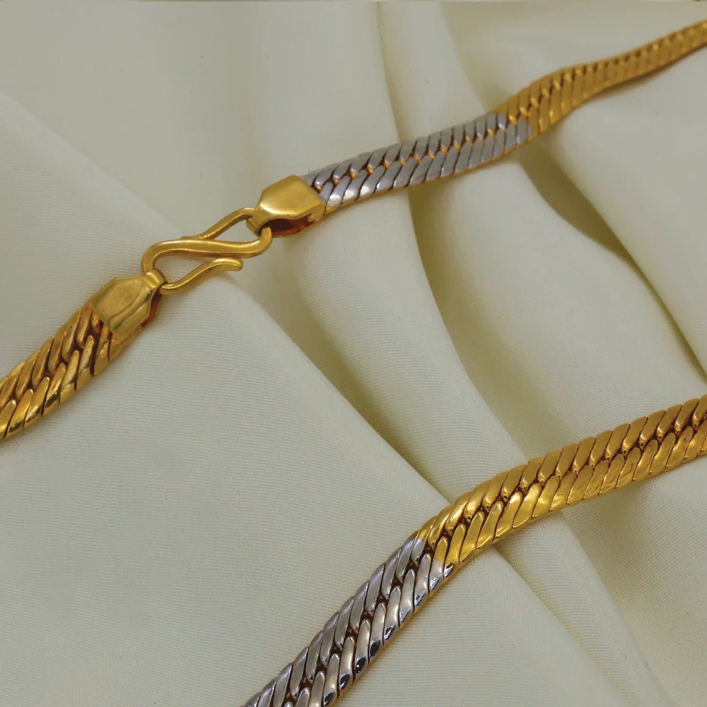 24kt Gold Plated Unique Snake Design With Rhodium Polish Gents Chain - Handa Bangles
