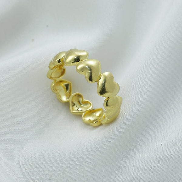 24Kt Gold Plated Heart Design Adjustable Ladies Ring | Golden Open Band Ring for Women