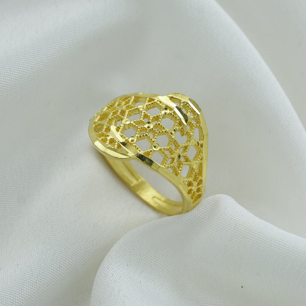 24Kt Gold Plated Floral Filigree Ladies Ring | Golden Designer Party Wear Ring for Women