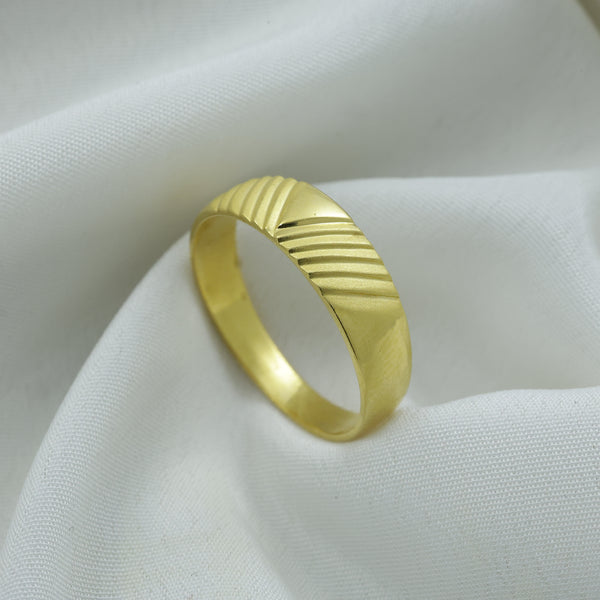 24Kt Gold Plated Classic Textured Band Ladies Ring | Minimalist Golden Ring for Women