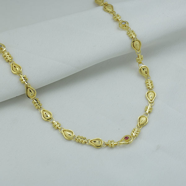 Gold-Plated Teardrop Link Necklace for Women | Traditional Everyday Wear Necklace