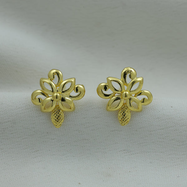 24kt Gold Plated Floral Flower Design Golden Stud Earrings