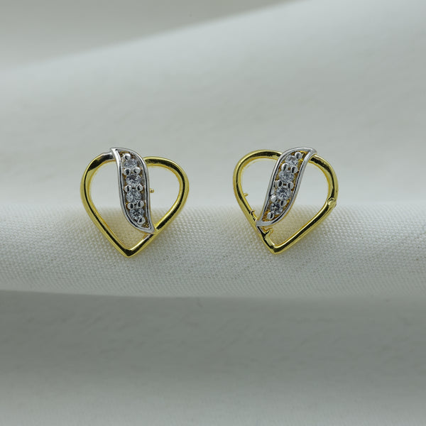 24kt Gold Plated Heart-Shaped Crystal Accent Stud Earrings