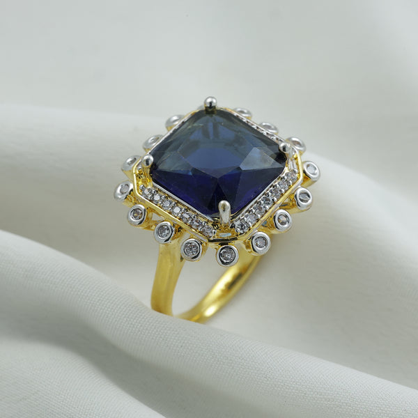 24kt Gold Plated Purple Crystal Floral Statement Ladies Ring