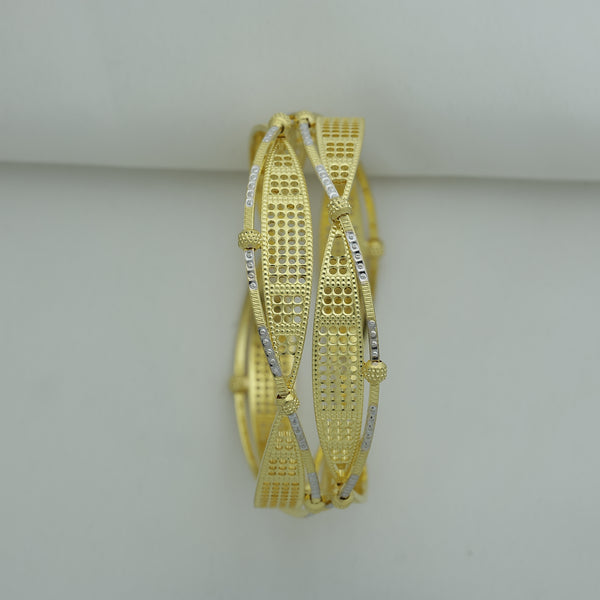 Premium CNC Cut Gold Bangles Set with Multi-Layer Design