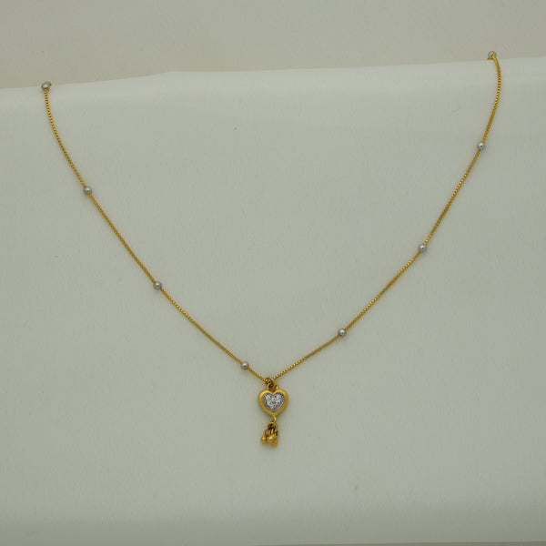 24Kt Gold Plated Golden Ladies Lightweight Heart Pendant Chain