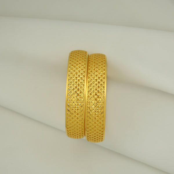 24Kt Gold Plated Textured HM Bangles Set (2 Pcs)