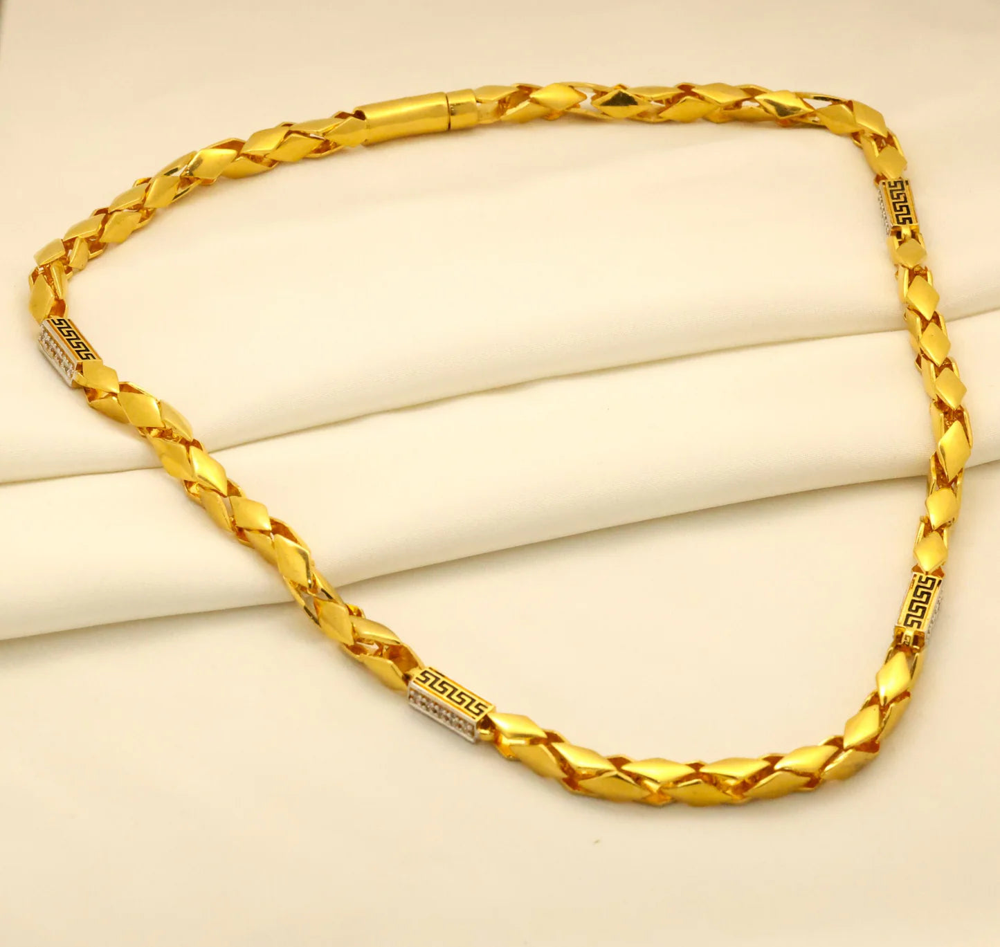Kaju katli gents chain 24 karat old plated chian - Handa Bangles