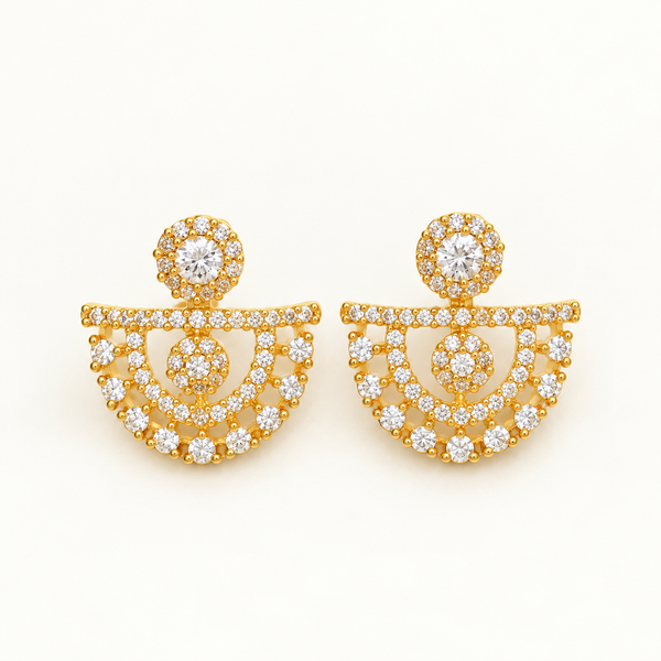 Women’s Gold Plated American Diamond Chandbali Earrings | Elegant Designer Party Wear Earrings